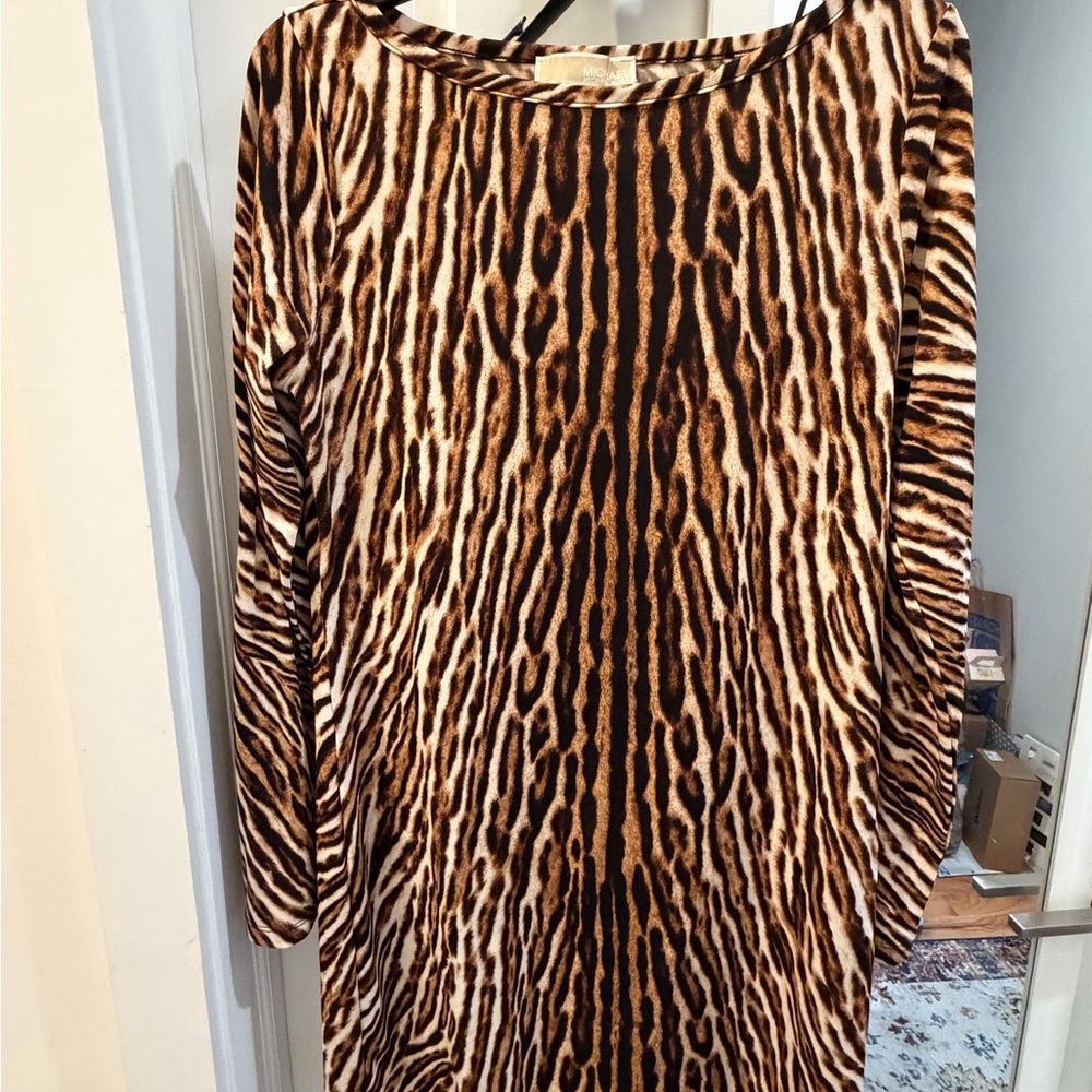 Michael Kors Zebra Print Long Sleeve dress midi dress